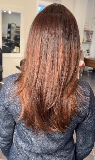 Warm brown layered hair result